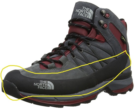 trekking shoe side rubber protection