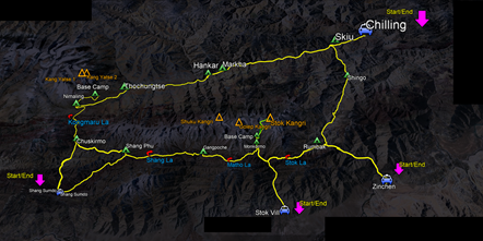 route map for Markha Valley Trek 