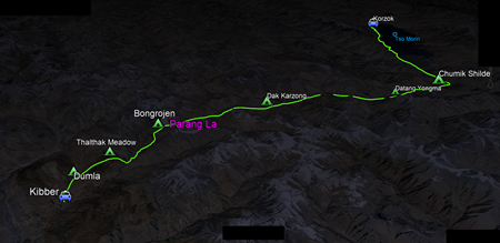 route map for Parang La Trek