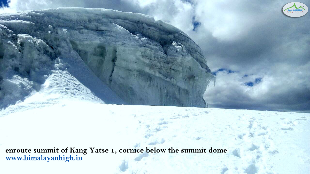 cornice beneath the summit dome of kang yatse 1