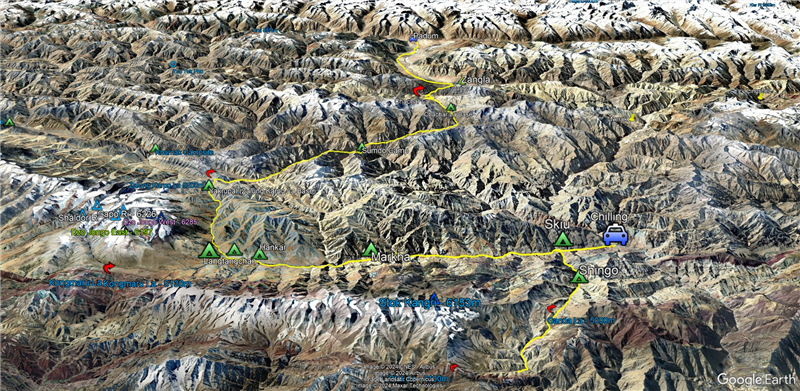 route map for Zalung Karpo La Trek