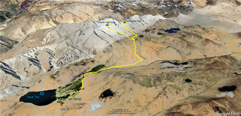 route map for Chakula 1 And 2 Climbing Expedition