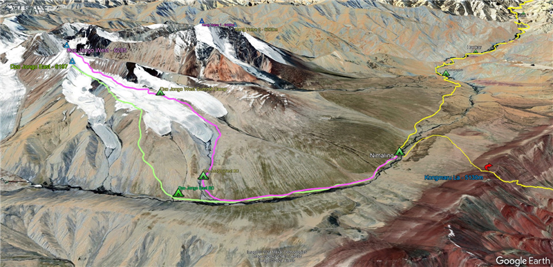 route map for Dzo Jongo Peak Climbing Expedition