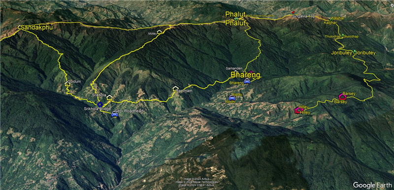 route map for Phoktey Dara Trek